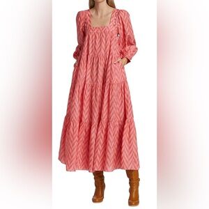 Ulla Johnson Georgina Dress, Pink Chevron, 6